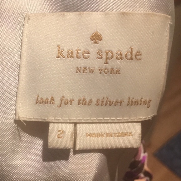 Kate Spade Aubrey Purple/White/Peach/Tan Wrap Silk Dress with Sash - Size 2. - Picture 16 of 17